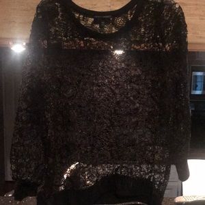 Lane Bryant Black Lace long sleeve Overlay Top